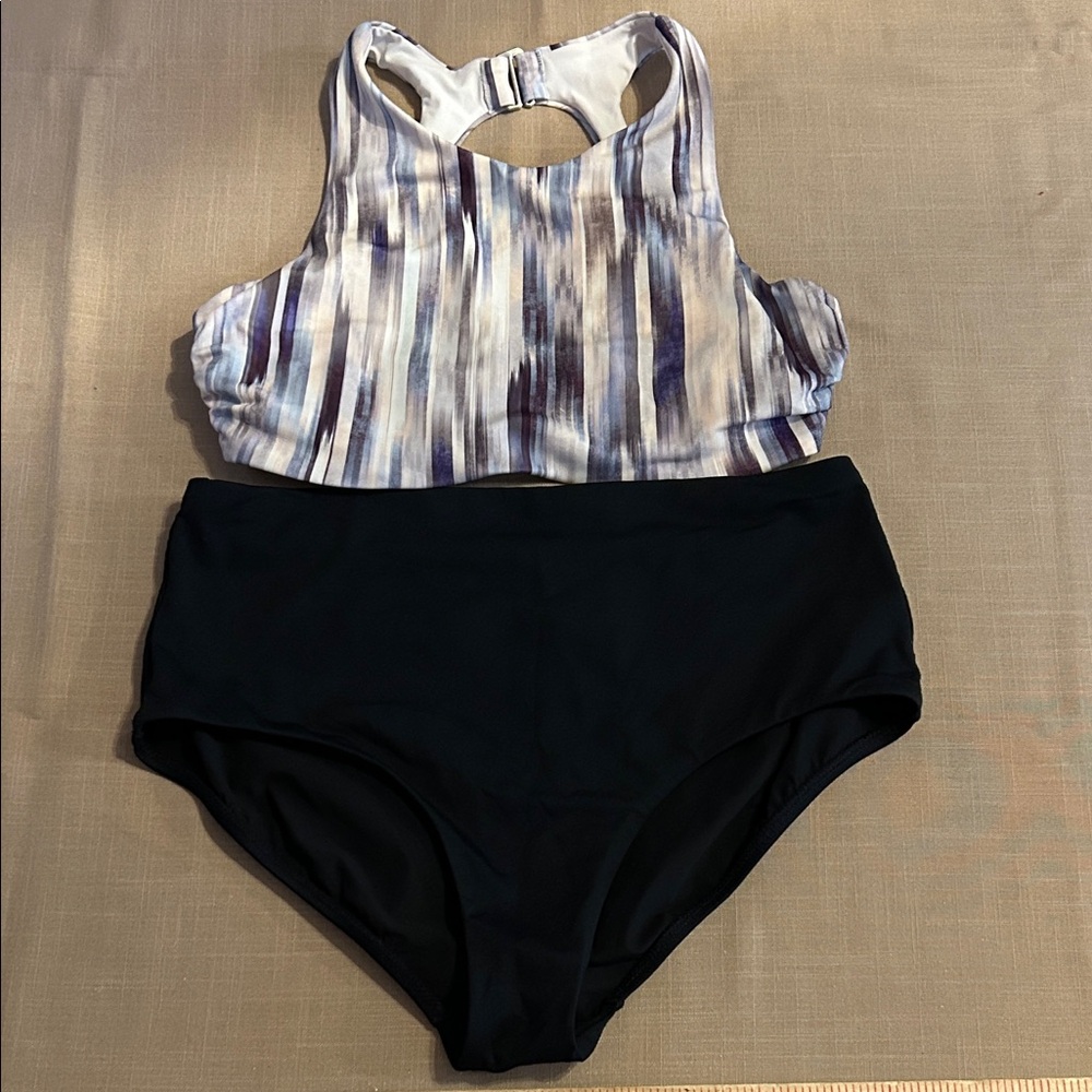 NWOT Athleta Cream/Black 2 pc. Bathing suit